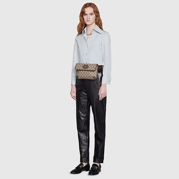 Túi Đeo Hông Nữ Gucci Vintage GG Supreme Belt Bag 493930 9C2VT 8745 Màu Be Nâu - Túi xách - Vua Hàng Hiệu