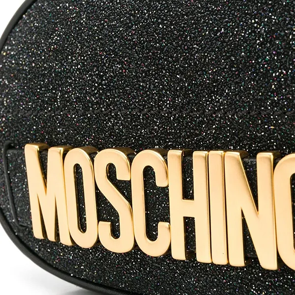 Túi Đeo Hông Nữ Moschino Glitter Belt Bag Black Leather Fanny Pack Màu Đen - Túi xách - Vua Hàng Hiệu