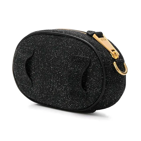 Túi Đeo Hông Nữ Moschino Glitter Belt Bag Black Leather Fanny Pack Màu Đen - Túi xách - Vua Hàng Hiệu