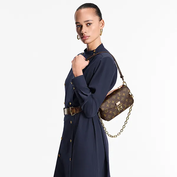 Túi Đeo Vai Nữ Louis Vuitton LV Pochette Métis East West M46279 Màu Nâu