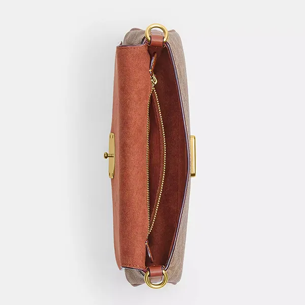 Túi Đeo Vai Nữ Coach Jet Shoulder Bag In Signature Canvas CBA83 Màu Nâu Caramel