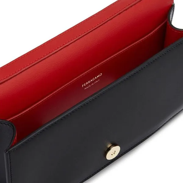 Túi Đeo Vai Nữ Ferragamo Double Gancini Mini Bag 218357 771676 Màu Đen - Túi xách - Vua Hàng Hiệu