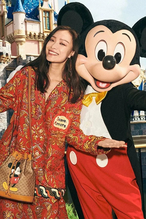 Túi Đeo Vai Nữ Gucci GG Disney X Mickey Mouse Bucket Leather Tan Brown Handbag Italy Bag Màu Nâu - Túi xách - Vua Hàng Hiệu