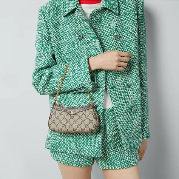 Túi Đeo Vai Nữ Gucci Ophidia Mini Bag 764960 K9GSG 8367 Màu Xám/Nâu