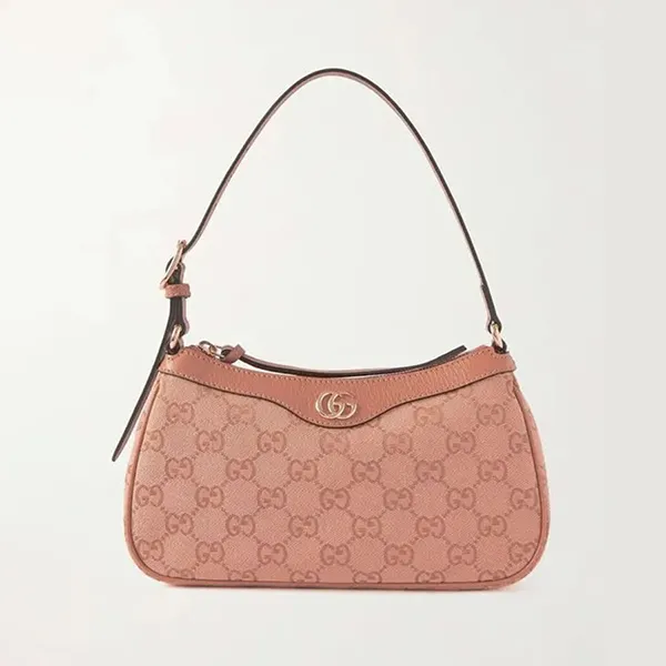 Túi Đeo Vai Nữ Gucci Ophidia Mini Leather Trimmed Canvas Jacquard Shoulder Bag Pink Màu Hồng - Túi xách - Vua Hàng Hiệu