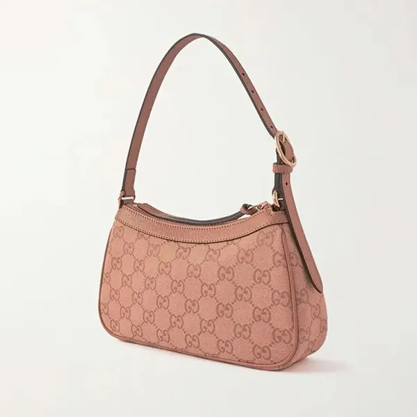 Túi Đeo Vai Nữ Gucci Ophidia Mini Leather Trimmed Canvas Jacquard Shoulder Bag Pink Màu Hồng - Túi xách - Vua Hàng Hiệu
