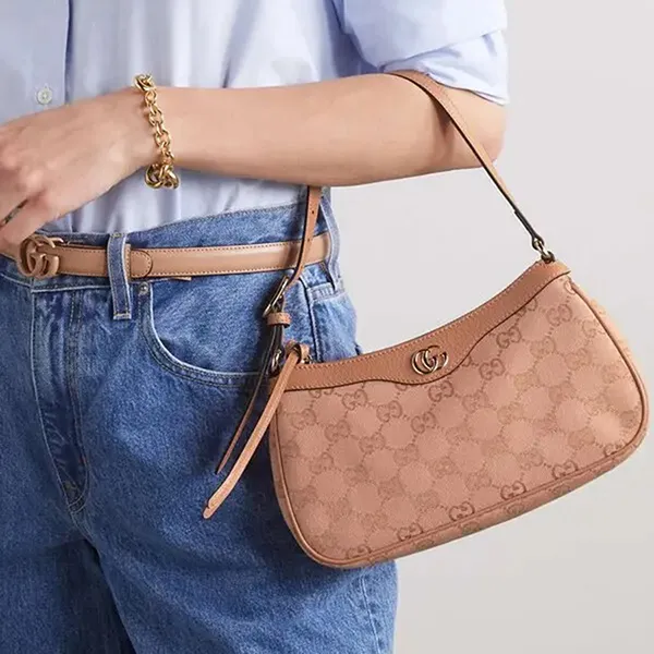 Túi Đeo Vai Nữ Gucci Ophidia Mini Leather Trimmed Canvas Jacquard Shoulder Bag Pink Màu Hồng - Túi xách - Vua Hàng Hiệu