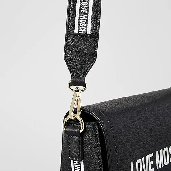 Túi Đeo Vai Nữ Love Moschino Womens Logo On Tape Shoulder Bag Màu Đen - Túi xách - Vua Hàng Hiệu