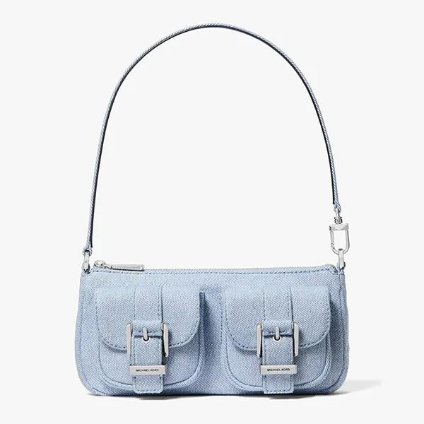 Túi Đeo Vai Nữ Michael Kors MK Zoe Small Washed Denim Pochette 32S5SZCU5C422 Màu Xanh