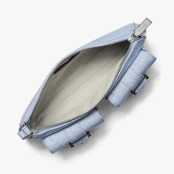 Túi Đeo Vai Nữ Michael Kors MK Zoe Small Washed Denim Pochette 32S5SZCU5C422 Màu Xanh