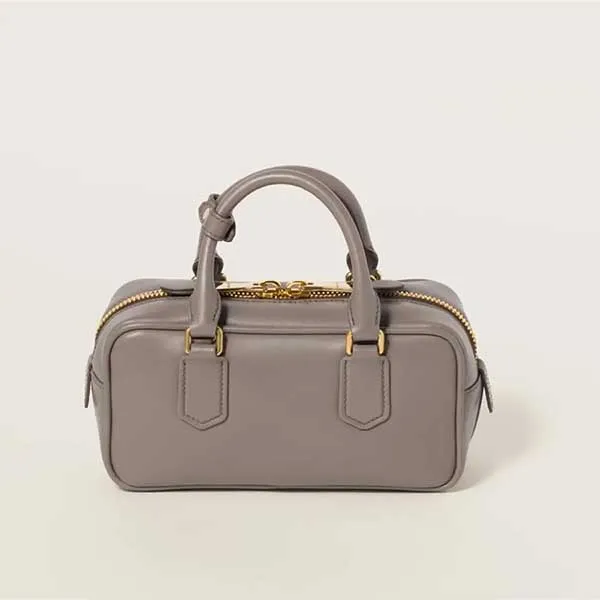 Túi Đeo Vai Nữ Miu Miu Grey Leather Shoulder Bag Màu Xám