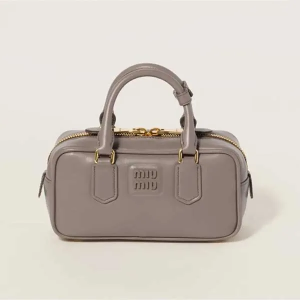Túi Đeo Vai Nữ Miu Miu Grey Leather Shoulder Bag Màu Xám
