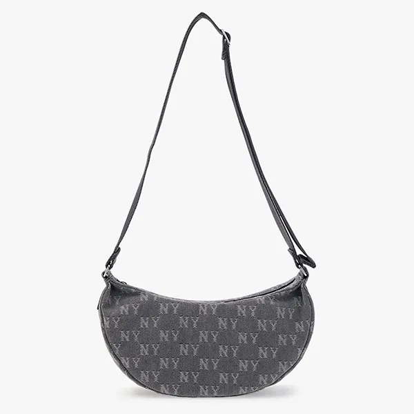Túi Đeo Vai Nữ MLB Classic Jacquard Denim Monogram 3ABQMD15N Màu Xám