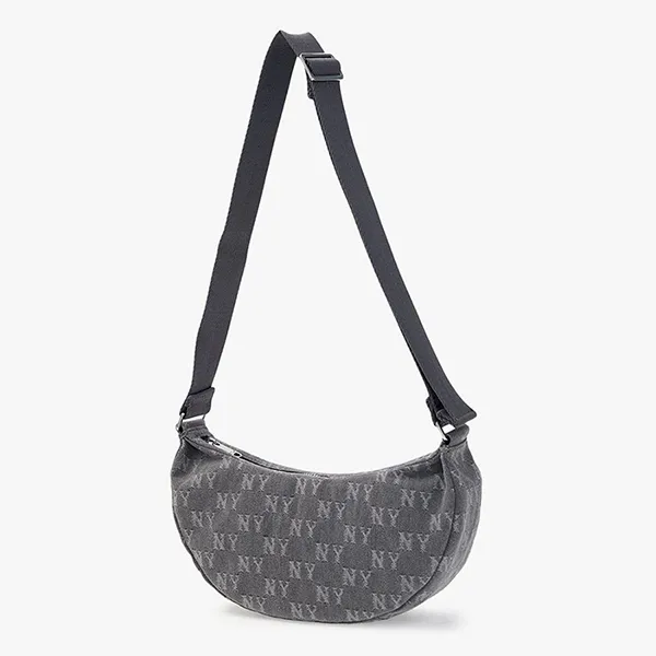 Túi Đeo Vai Nữ MLB Classic Jacquard Denim Monogram 3ABQMD15N Màu Xám