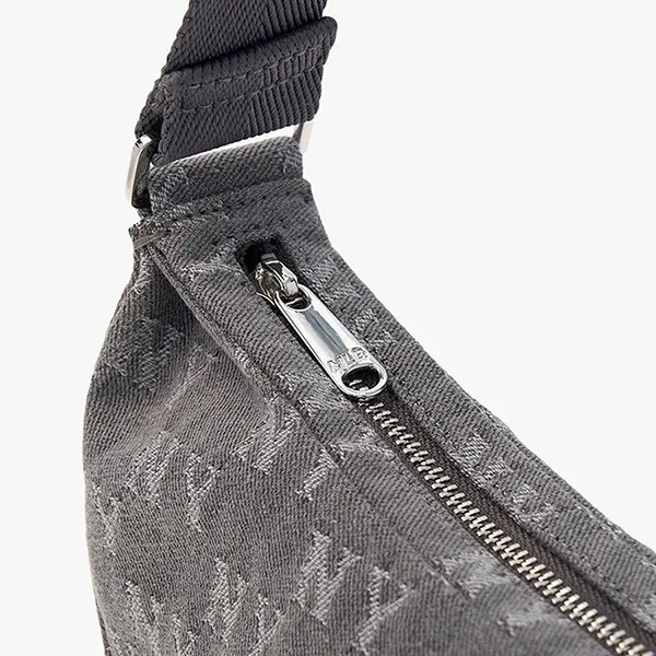 Túi Đeo Vai Nữ MLB Classic Jacquard Denim Monogram 3ABQMD15N Màu Xám