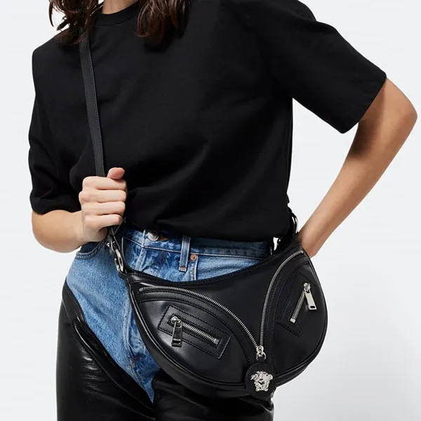 Túi Đeo Vai Nữ Versace Repeat Small Hobo Bag Màu Đen - Túi xách - Vua Hàng Hiệu