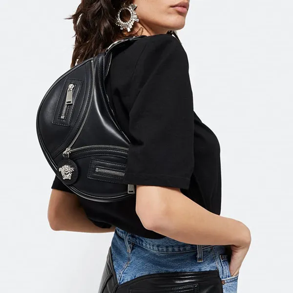 Túi Đeo Vai Nữ Versace Repeat Small Hobo Bag Màu Đen - Túi xách - Vua Hàng Hiệu