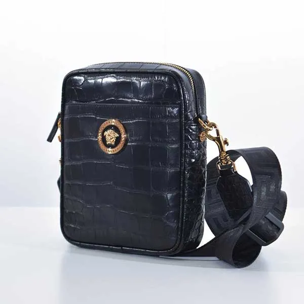 Túi Đeo Vai Versace Shoulder Bag In Crocodile Embossed Pattern 1002885 Màu Đen - Túi xách - Vua Hàng Hiệu