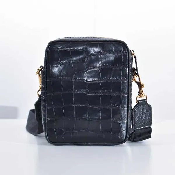 Túi Đeo Vai Versace Shoulder Bag In Crocodile Embossed Pattern 1002885 Màu Đen - Túi xách - Vua Hàng Hiệu