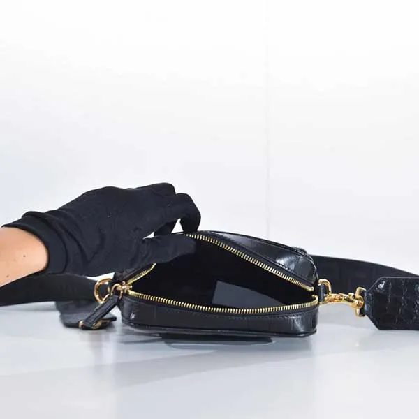 Túi Đeo Vai Versace Shoulder Bag In Crocodile Embossed Pattern 1002885 Màu Đen - Túi xách - Vua Hàng Hiệu
