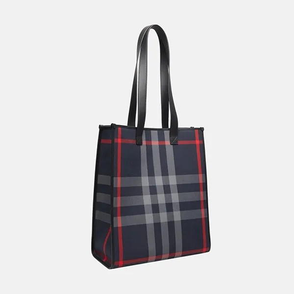 Túi Tote Nữ Burberry Shopper 80840581 Dark Blue Màu Xanh Kẻ - Túi xách - Vua Hàng Hiệu