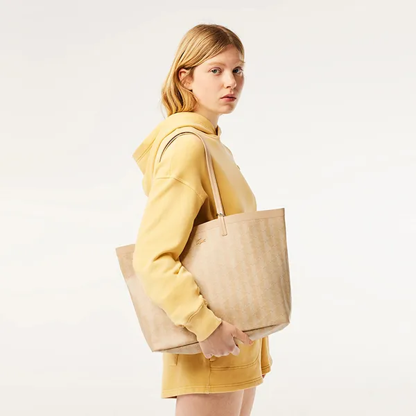 Túi Tote Nữ Lacoste Zely With Small Bag Monogram Irish NF4344ZE N17 Màu Be - Túi xách - Vua Hàng Hiệu