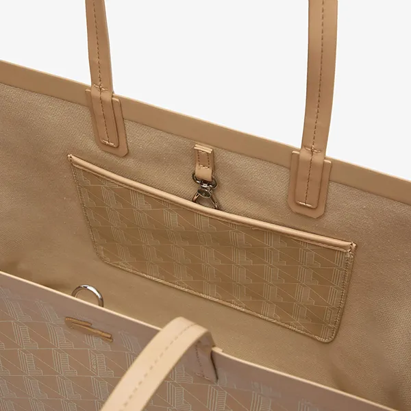 Túi Tote Nữ Lacoste Zely With Small Bag Monogram Irish NF4344ZE N17 Màu Be - Túi xách - Vua Hàng Hiệu