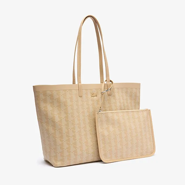 Túi Tote Nữ Lacoste Zely With Small Bag Monogram Irish NF4344ZE N17 Màu Be - Túi xách - Vua Hàng Hiệu
