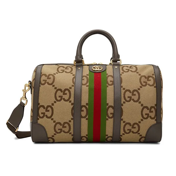 Túi Trống Gucci Jumbo GG Small Duffle Bag Camel Ebony Màu Nâu - Túi xách - Vua Hàng Hiệu