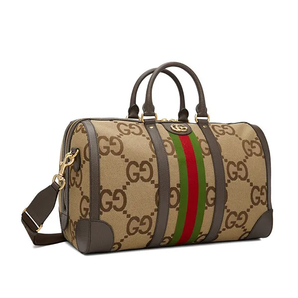 Túi Trống Gucci Jumbo GG Small Duffle Bag Camel Ebony Màu Nâu - Túi xách - Vua Hàng Hiệu