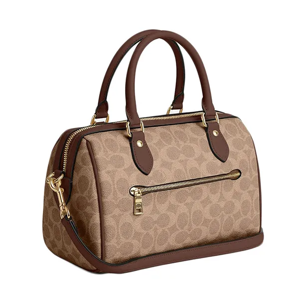 Túi Trống Nữ Coach Rowan Satchel Bag In Signature Canvas CV961 Màu Nâu - Túi xách - Vua Hàng Hiệu