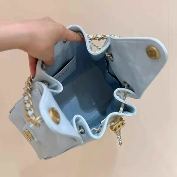 Túi Xách Tay Nữ Chanel 25 Small Handbag Grained Light Blue Màu Xanh Lam Sáng