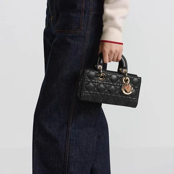 Túi Xách Tay Nữ Dior Dioramour Small Lady D-Joy Bag M0613ONQL_M900 Màu Đen - Túi xách - Vua Hàng Hiệu