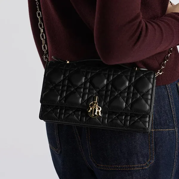 Túi Xách Tay Nữ Dior My Dior Mini Bag Black Cannage Lambskin S0980ONMJ_M900 Màu Đen