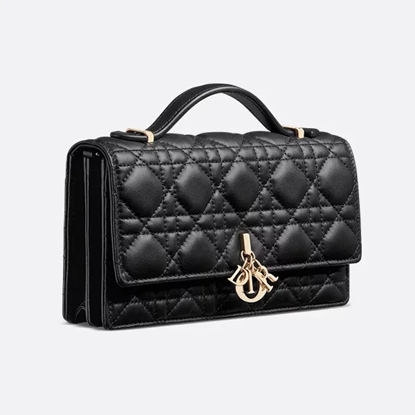 Túi Xách Tay Nữ Dior My Dior Mini Bag Black Cannage Lambskin S0980ONMJ_M900 Màu Đen