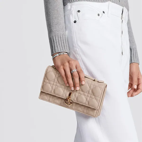 Túi Xách Tay Nữ Dior My Dior Mini Bag Powder Beige Cannage Lambskin S0980ONMJ_M51U Màu Be - Túi xách - Vua Hàng Hiệu