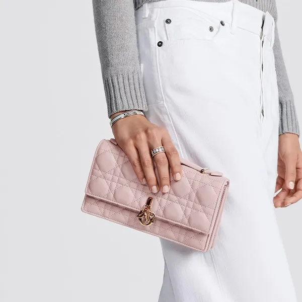 Túi Xách Tay Nữ Dior My Dior Mini Bag Powder Pink Cannage Lambskin S0980ONMJ_M413 Màu Hồng - Túi xách - Vua Hàng Hiệu