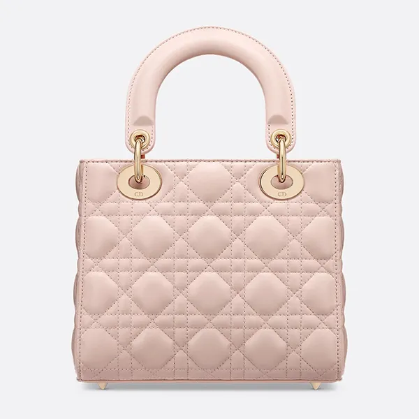 Túi Xách Tay Nữ Dior Small Lady Dior Bag Powder Pink Cannage Lambskin M0618ONGE_M413 Màu Hồng - Túi xách - Vua Hàng Hiệu
