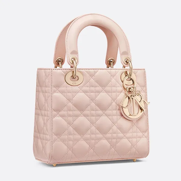 Túi Xách Tay Nữ Dior Small Lady Dior Bag Powder Pink Cannage Lambskin M0618ONGE_M413 Màu Hồng - Túi xách - Vua Hàng Hiệu