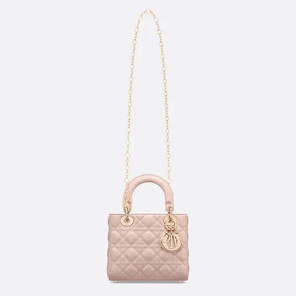 Túi Xách Tay Nữ Dior Small Lady Dior Bag Powder Pink Cannage Lambskin M0618ONGE_M413 Màu Hồng - Túi xách - Vua Hàng Hiệu