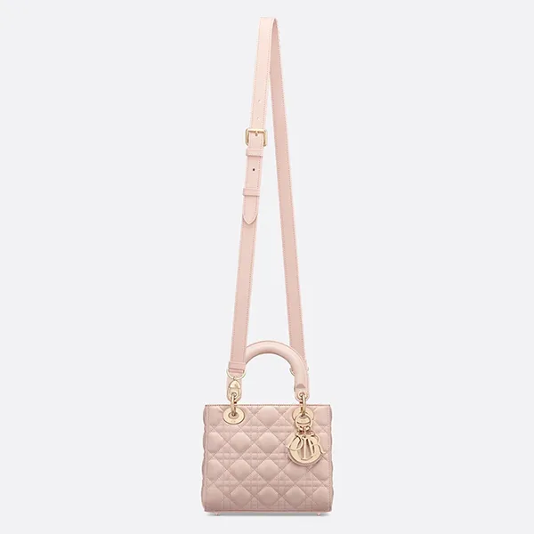 Túi Xách Tay Nữ Dior Small Lady Dior Bag Powder Pink Cannage Lambskin M0618ONGE_M413 Màu Hồng - Túi xách - Vua Hàng Hiệu