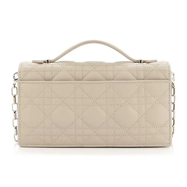 Túi Xách Tay Nữ Dior Top Handle Flap Bag Cannage Quilt Lambskin Mini Màu Nude