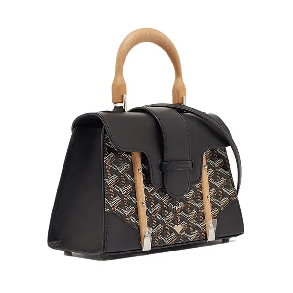Túi Xách Tay Nữ Goyard Black Leather Limited Edition Customized Heart Mini Saigon Màu Đen - Túi xách - Vua Hàng Hiệu