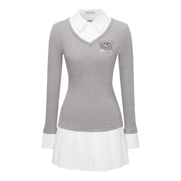 Váy Nữ 13 De Marzo Faux Two-Piece Sweater Dress Màu Xám/Trắng