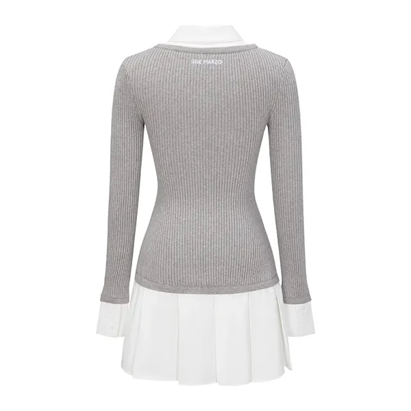 Váy Nữ 13 De Marzo Faux Two-Piece Sweater Dress Màu Xám/Trắng