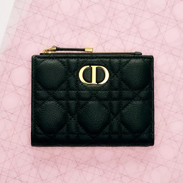 Ví Nữ Dior Caro Dahlia Wallet Black Supple Cannage Calfskin S5173UWHC_M900 Màu Đen - Túi xách - Vua Hàng Hiệu