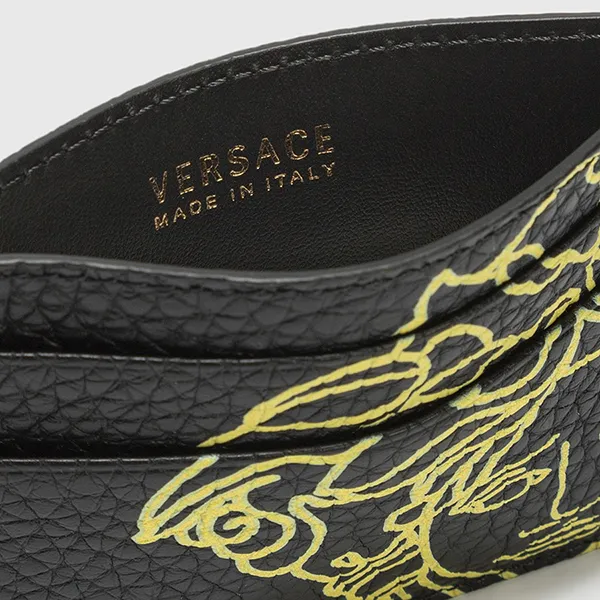 Ví Đựng Thẻ Nam Versace Pop Medusa Leather Card Case Màu Đen