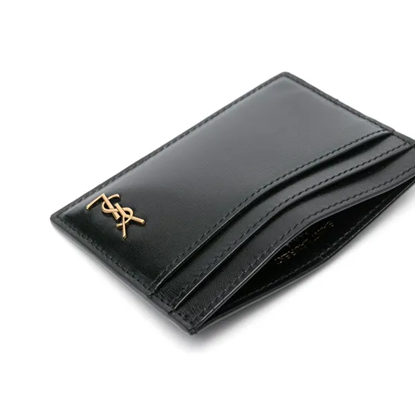Ví Đựng Thẻ Yves Saint Laurent YSL Tiny Cassandre Card Holder In Shiny Leather 60760302G0W1000 Màu Đen - Túi xách - Vua Hàng Hiệu