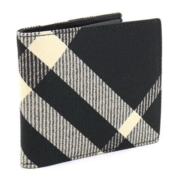 Ví Nam Burberry Men's Canvas Check Bifold Wallet 8089520 Màu Đen Trắng - Túi xách - Vua Hàng Hiệu