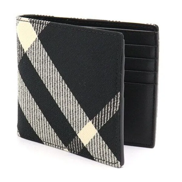 Ví Nam Burberry Men's Canvas Check Bifold Wallet 8089520 Màu Đen Trắng - Túi xách - Vua Hàng Hiệu